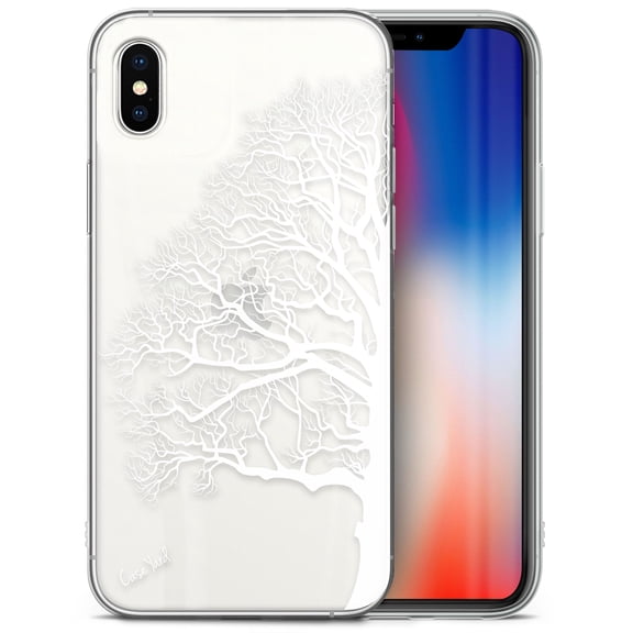 Case Yard iPhone-X Case Clear Soft & Flexible TPU Ultra Low Profile Slim Fit Thin Shockproof Transparent Bumper Protective Cover Drop Protective Cell Phone Cases (Half Tree)