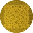 thumbnail image 1 of Ahgly Company Indoor Round Oriental Yellow Traditional Area Rugs, 5' Round, 1 of 4