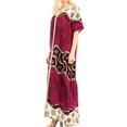 thumbnail image 3 of Sakkas Sabra Womens Long Casual Cover-up Tunic Kaftan V neck Dress - Fuchsia - Large, 3 of 5