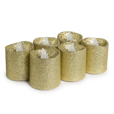 Glitter Led - WYZworks Gold Glitter LED Tea Light - 6 Pack