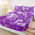 thumbnail image 5 of Manfei Cute Cat Queen Sheets, Tribal Rustic Kitten Queen Sheet Sets, Purple, 4pcs, 1 Flat Sheet, 1 Fitted Sheet and 2 Pillowcases, 5 of 6