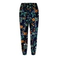 thumbnail image 5 of Huowey Palazzo Pants For Women Floral Print High Waist Drawstring Capri Pants With Pockets Wide Leg Cropped Pants Summer Baggy Breathable Cozy Ankle Length Trousers,Black,L, 5 of 5