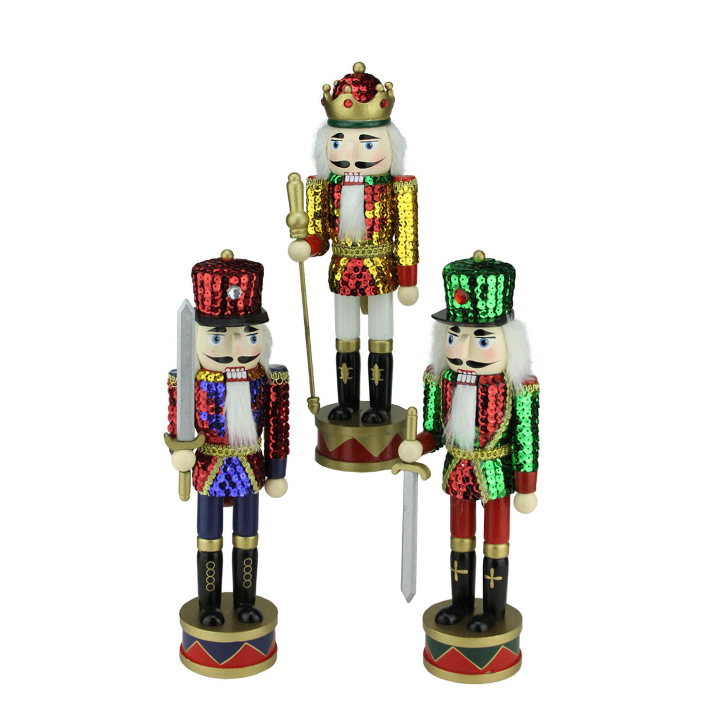 14.5" Walnut Soldier Wood Nutcracker Soldier Xmas Table Decoration By One Set 