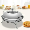 thumbnail image 3 of ChicHomey Large 24cm Round Chafing Dish Stainless Steel Catering Dish Buffet Chafer Silver, 3 of 7