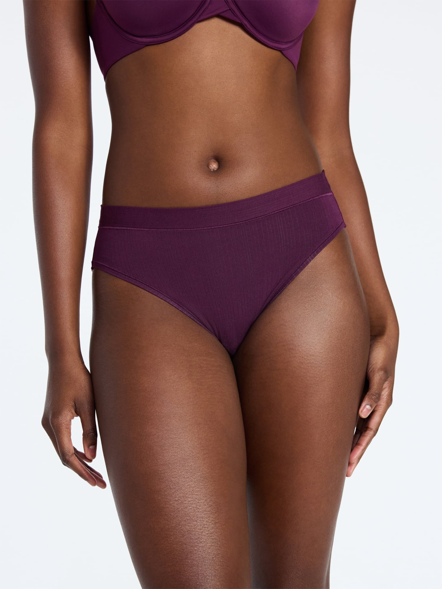 Joyspun Women's Ribbed Modal High Cut Brief Panties, 3-Pack, Sizes XS-3XL