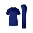 thumbnail image 1 of Minty Mint, Women's, Unisex Solid Medical Scrub Set V-Neck Top and Cargo Pants, Royal Blue, 2XL, 1 of 6