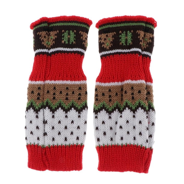 Par de Guantes Mujer Invierno Sin dedos Guantes de punto cálidos Simple Elegante rojo Zulema Guantes sin dedos para mujer