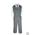 thumbnail image 3 of New 4PC Vest Set Baby Toddler Boy Pinstripe Formal Wedding Tuxedo Suit Gray S-20, 3 of 7