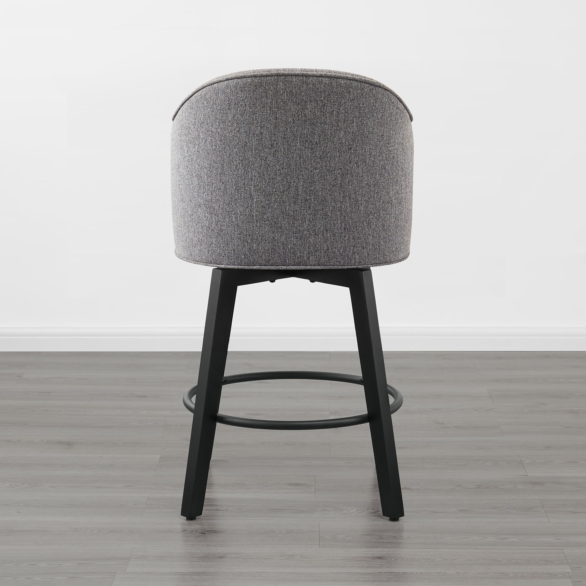 Spruce & Spring Counter Height Swivel Bar Stool with Curved Back and Arms Single, Grey, Fabric