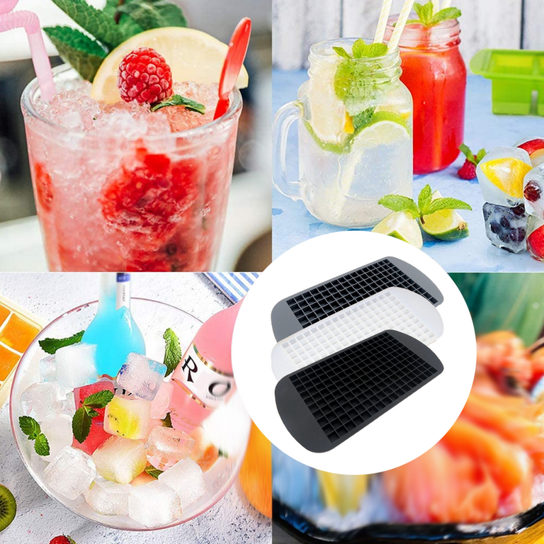 Sohindel Mini Silicone Ice Cube TraysCold Drink Small Crushed Ice and Candy Making Mold, for Kitchen,Bars - grey+white+black, Gray