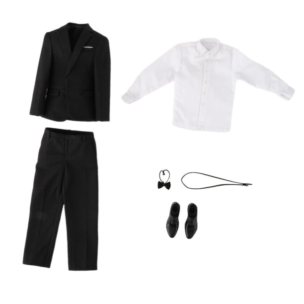 Ropa de figura masculina a escala 1/6 Hugo traje completo negro