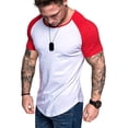thumbnail image 2 of Men Plus Size T-Shirt Patchwork Slim Fit Crew Neck Tops Short Sleeve Muscle Shirts Summer Casual Cotton Tee Clothing, 2 of 8