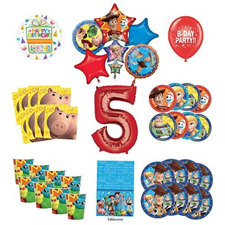 - Toy Story 5th Birthday Party Supplies 8 Guest Decoration Kit with Woody, Buzz Lightyear and Friends Balloon Bouquet