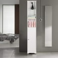 thumbnail image 4 of LINJH Narrow Cabinet, 67" Tall Slim Bathroom Storage Cabinet 12" Wide White Skinny Linen Cabinet with 3 Open Shelves Single Door Adjustable Shelf Space Saving Corner Pantry, 4 of 6