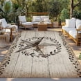 thumbnail image 2 of Western Stars Farmhouse Outdoor Rug for Patio/Deck/Porch, Non-Slip Large Area Rug 3 x 5 Ft, Vintage Wheat Rings Wooden Stripes Indoor Outdoor Rugs Washable Area Rugs, Camping Rug Carpet Runner, 2 of 8