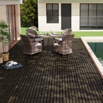 10 PCS Interlocking Deck Tiles Striped Pattern 12" X 12" Dark Brown Square Acacia Hardwood Outdoor Flooring For Patio Bancony Pool Side