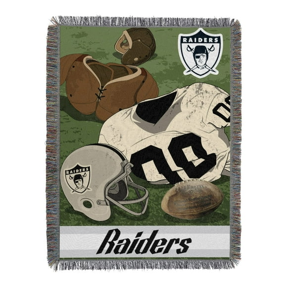 Northwest NFL Las Vegas Raiders Couverture Tissée Unisexe-Adulte, 48 Pouces x 60 Pouces, Vintage