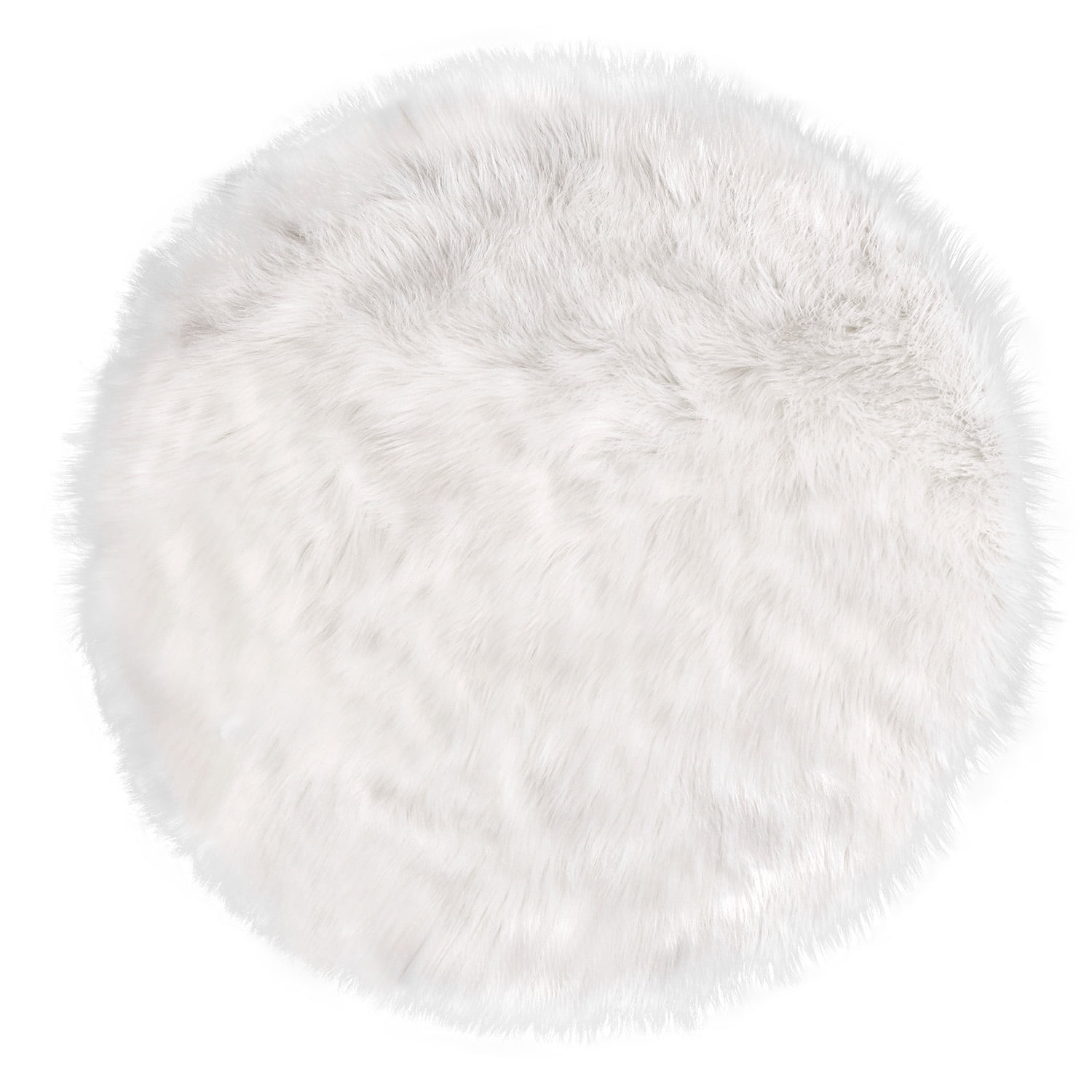 Phantoscope Deluxe Soft Faux Sheepskin Fur Series Decorative Indoor Area Rug 3 x 3 Feet Round, White, 1 Pack