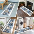 thumbnail image 5 of Blue Christmas Poinsettia 2'x6' Runner Rugs for Hallway Kitchen Bedside Non Slip Washable, Xmas Botanical Balls Snowflake Entryway Rug Runners with Rubber Backing, Long Carpet Runner for Laundry Room, 5 of 8
