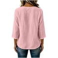 thumbnail image 6 of Diufon Womens Crinkle Gauze Blouse 3/4 Sleeve Round Neck Casual Loose Tops Solid Color Summer Tunic Shirts, 6 of 8