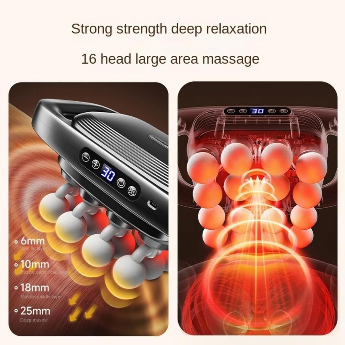 Massager, 2026 New Mini  Husband 2.0 Massage, 16 Head Massager Gun, 30 Intensity Levels & 3 Smart Modes, for Legs,Back,Waist,Buttocks Muscles