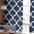 thumbnail image 4 of Navy Blue Morocco Pattern Sheer Curtains 96 Inches Long 2 Panels Set, Window Sheer Curtains for Living Room/Bedroom, White Moroccan Geometric Art Light Filtering Rod Pocket Curtain 52'' x 96'' x 2, 4 of 7