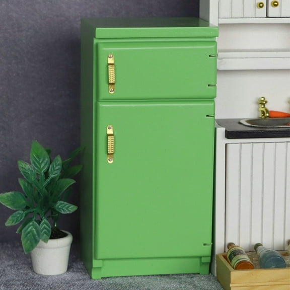 DEEPCRAFF Dollhouse Refrigerator Dollhouse Accessories Green Synthetic Material 1Set