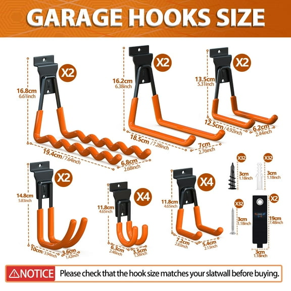 Slatwall Accessories 18 Pack, Slatwall Hooks & Hangers Multi Sizes, Slat Wall Heavy Duty for Space Saving Used as Proslat Accessories with Slatwall Panel(Orange)