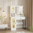 thumbnail image 3 of Makeup Vanity Desk with LED Mirror, Charging Station, Storage Drawers & Cabinets for Bedroom, 3 of 8