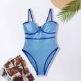 thumbnail image 5 of Womens One Piece Square Neck High Waisted Tummy Control Swimsuit - Solid Color Boho Cutout Vintage Bathing Suit for Beach Summer, 5 of 8