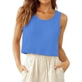 thumbnail image 3 of Crop Tops for Women Tank Summer Casual Sleeveless Loose Fit Basic Shirts Fashion 2026 by Yigetop Blue XL, 3 of 7