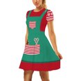thumbnail image 3 of Mialoley Robe pour Femmes, Motif de Style de Noël Manches Courtes Col Rond, 3 of 7
