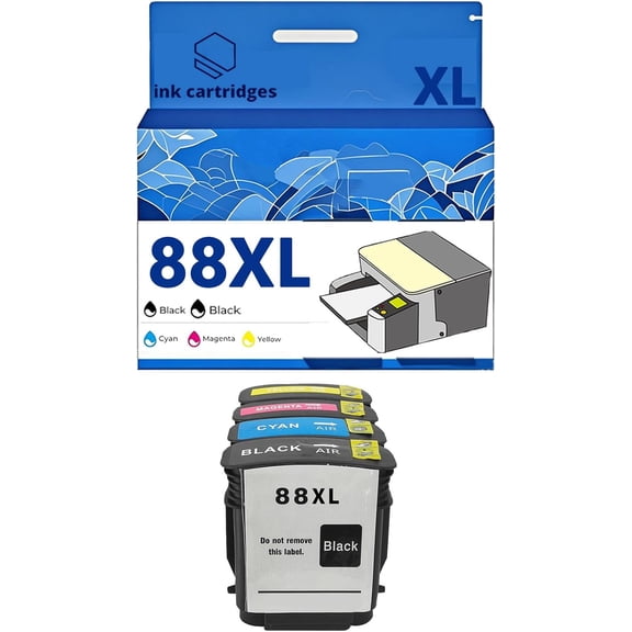 88XL 88 XL Ink Cartridges Compatible for HP K550 K550dtn K550dtwn K5400dn K8600 L7480 L7580 L7590 Inkjet Printers, Leak-Proof Design Crisp Printing