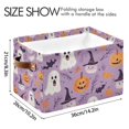 thumbnail image 4 of Yayeee 2 Pack Canvas Storage Basket with Handles for Shelves Fabric Bins Closet Organizer, Purple Cute Halloween, 4 of 8