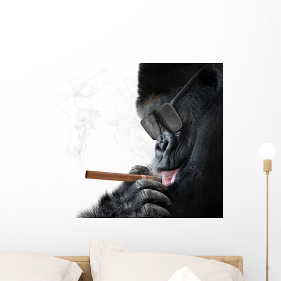 Badass Gorilla with Cool Wall Mural by Wallmonkeys Peel and Stick Graphic (24 in H x 23 in W) WM37060