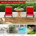 thumbnail image 5 of Costway 3PCS Patio Folding Wooden Bistro Set Cushioned Chair Conversation Garden Red, 5 of 11