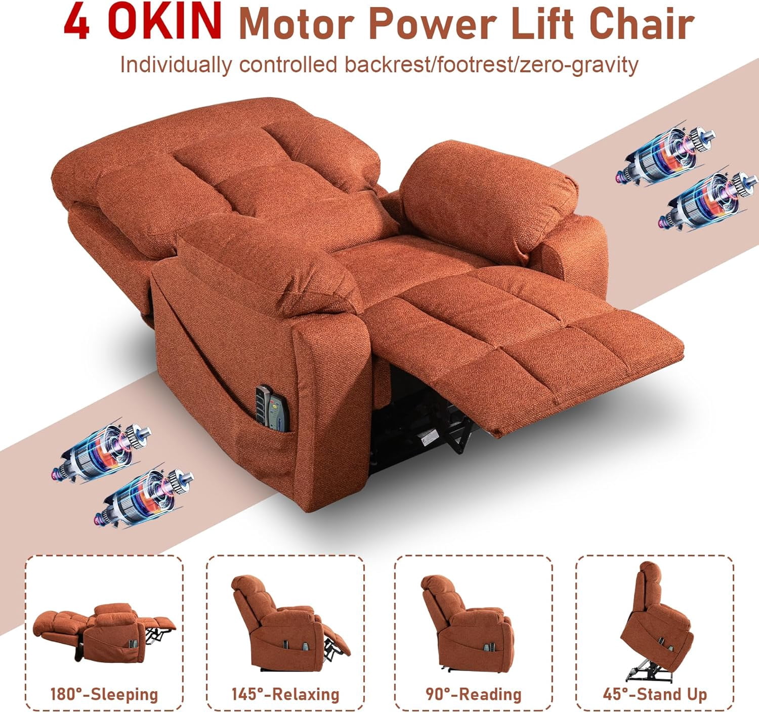 Oversized Power Lift Recliner for Elderly 25.5in Extra Wide Recliner 4-Motor Massage and Heat 400 BLS Oversized Recliner Chair with Hidden Cup Holders and Side Pockets
