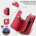 thumbnail image 6 of Wallet Case for Apple iPhone 13 Pro Max, with Crossbody Shoulder Strap & Hand Wrist Cards Holder Zipper Pocket Stand Feature Full Protective Shockpoof Phone Case for iPhone 13 Pro Max, Red, 6 of 8