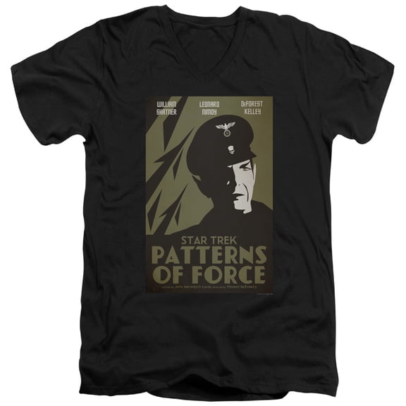 Star Trek Tos Episode 50 Adult V-Neck 30/1 T-Shirt Black