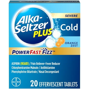 Alka-Seltzer Plus Severe Cold PowerFast Fizz Orange Zest Effervescent s, 20ct