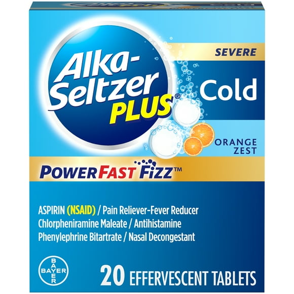 Alka-Seltzer Plus Severe Cold PowerFast Fizz Orange Zest Effervescent Tablets, 20ct