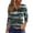 Dark Green, variant on Women's Button Front V-Neck Tunic Top 3/4 Sleeve Floral Printed Tee with Ribbed Texture Detail Casual Shirt for Weekend Outings,Green 2XL