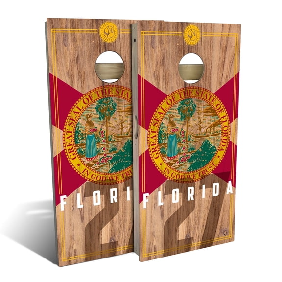 Skip's Garage | Florida State Flag 2.0 Cornhole Board Set | Includes Boards & Bags | Choose Your Size & Accessories