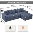 thumbnail image 3 of SOULART 102.00" Cloud Couch, Blue Sectional Sofa, Convertible Floor Sleeper Sofa for Living Room, No Assembly Required with 6 Pillows, 3 of 13