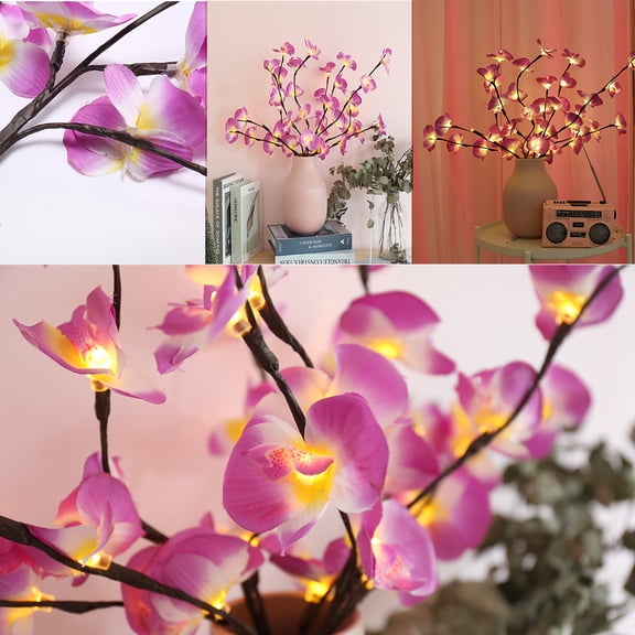 Flowers Branchs Lights-Artificial Phalaenopsis Decorative Lights Flower Shape Light Realistic DIY Floral Decor Artificial Flowers Lamp for Christmas/Room/Home/Party/Wedding/Decoration