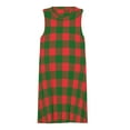 thumbnail image 3 of Christmas Red and Green Plaid Spring Summer Dresses for Women Fashion T-shirt Dress Casual Sleeveless Loose Sundress with Pockets, 3 of 5
