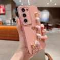 thumbnail image 3 of Phone Case for Samsung Galaxy A13 5g 6.5" with Elegant Heart Bracelet Strap Luxury Plating Cute Love Heart Cover with Hand Chain for Women Camera Protection Soft Shockproof Bumper (Pink), 3 of 12