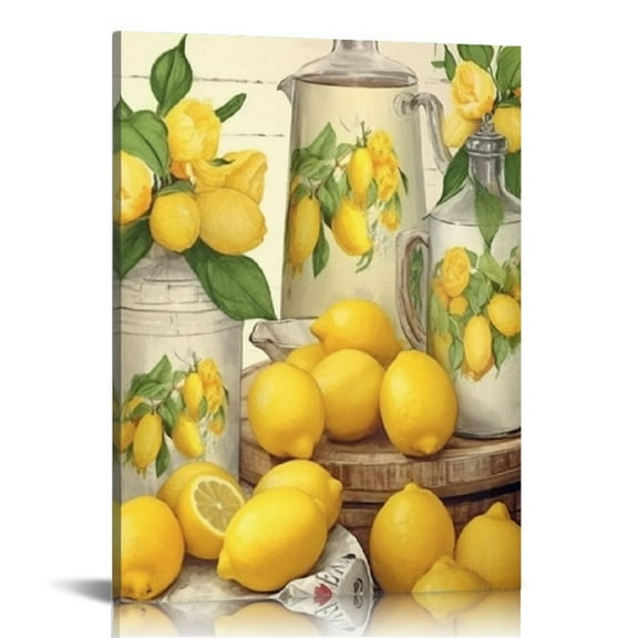 Fenyluxe Lemons Lemonade Table Canvas Wall Art Modern Prints Home Decoration 12x16in