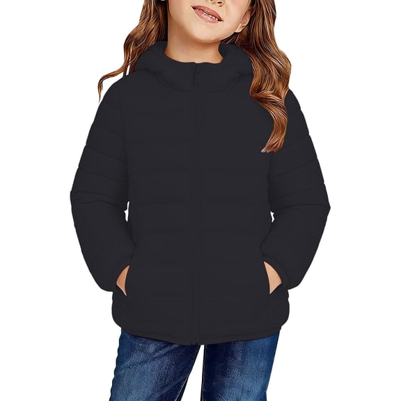 EnJoCho Kids Zip Up Hooded Quilted Puffer Jacket, Lightweight Warm Insulated Outerwear, Soft Down Alternative Coat, Unisex Boys Girls Fall Winter Outerwear for School and Outdoor Activities