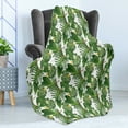 thumbnail image 4 of Island Party Soft Flannel Fleece Throw Blanket, Tropical Plants Giant Banana and Coconut Palm Leaves with Hibiscus Blooms, Cozy Plush for Indoor and Outdoor Use, 70" x 90", Green Yellow, by Ambesonne, 4 of 5